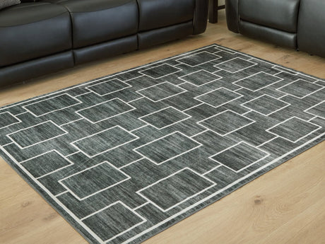 Elderland Black/Gray Washable 5' x 7' Area Rug