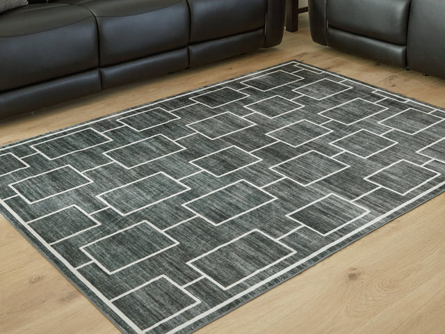Elderland Black/Gray Washable 5' x 7' Area Rug