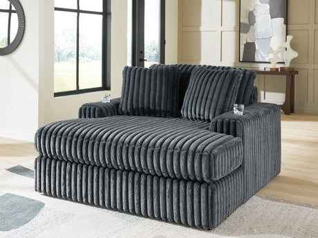 Midnight-Madness Gunmetal Velvet Oversized Chaise