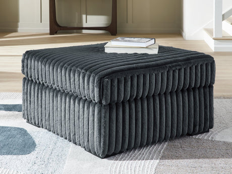 Midnight-Madness Gunmetal Velvet Oversized Accent Ottoman