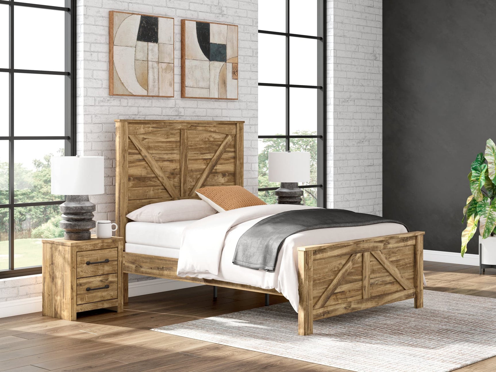 Maystonna Brown Queen Crossbuck Panel Bed