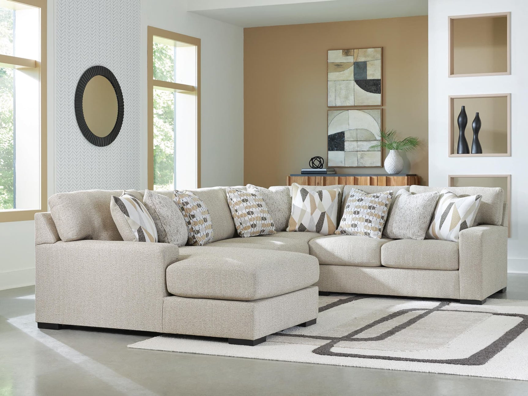 Laurelgrove Pebble Chenille,Performance Fabric,Next-Gen Nuvella™ 4-Piece Sectional with Chaise