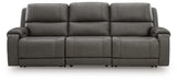 5Z - Pittson Anchor Leather 3-Piece Power Sectional Reclining Sofa