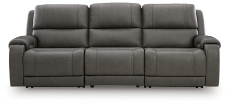 5Z - Pittson Anchor Leather 3-Piece Power Sectional Reclining Sofa