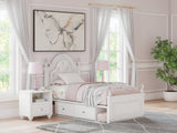 Kozlani White Twin Upholstered Panel Storage Bed