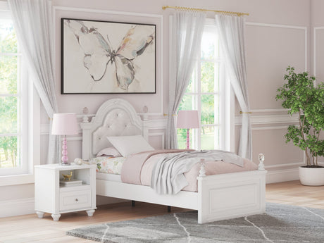 Kozlani White Twin Upholstered Panel Bed