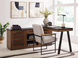 Kallari Warm Brown/Black Credenza with Desk Return