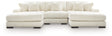 Lindyn Ivory Velvet 3-Piece Sectional with Double Chaise
