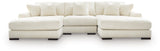 Lindyn Ivory Velvet 3-Piece Sectional with Double Chaise