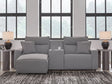 Modmax II Salt and Pepper Next-Gen Nuvella™ 3-Piece Power Reclining Sectional with Chaise and Console