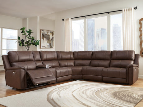 Bleckley Espresso Leather 6-Piece Power Reclining Sectional