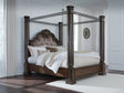 Maylee Dark Brown King Canopy Bed