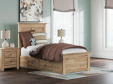 Makidern Tan Twin Panel Storage Bed