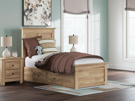 Makidern Tan Twin Panel Storage Bed