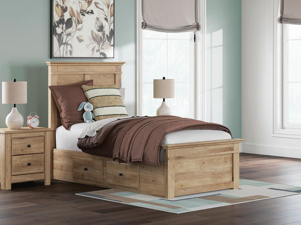Makidern Tan Twin Panel Storage Bed