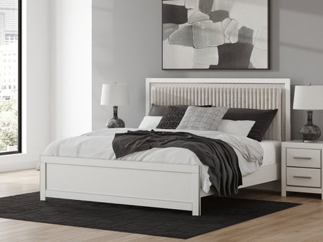 Zuraleus White King Upholstered Panel Platform Bed