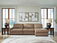 Veronella Sahara Leather 3-Piece Sectional with Chaise