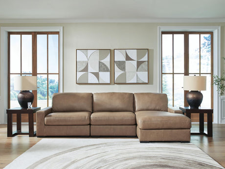 Veronella Sahara Leather 3-Piece Sectional with Chaise