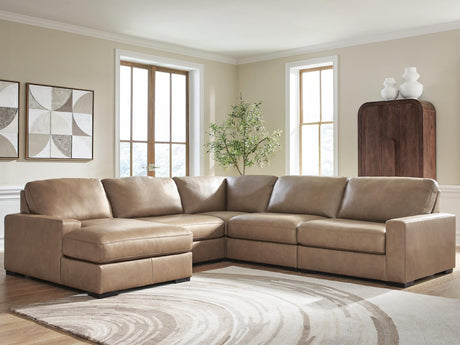 Veronella Sahara Leather 5-Piece Sectional with Chaise