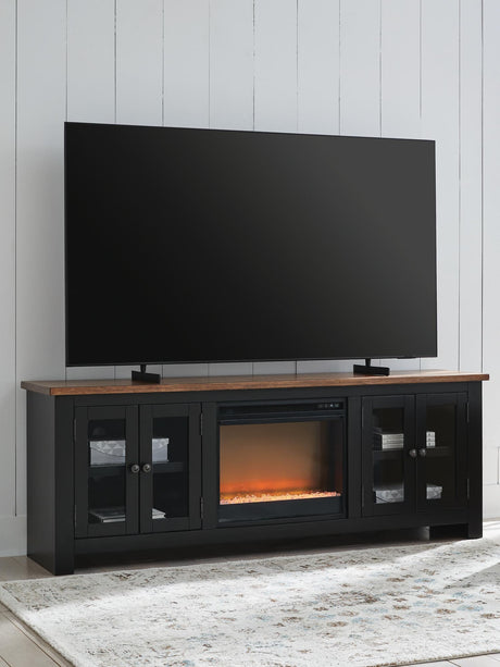 Wildenauer Brown/Black 76" TV Stand with Electric Fireplace