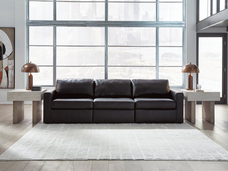 Modmax II Black Leather 3-Piece Sectional Sofa