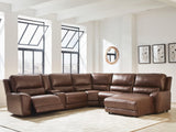 DeepWakes Canyon Leather 6-Piece Power Reclining Sectional with Chaise