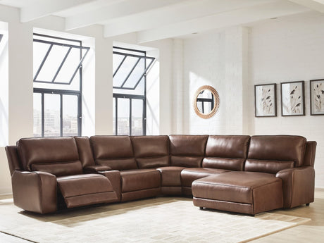 DeepWakes Canyon Leather 6-Piece Power Reclining Sectional with Chaise