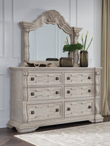 Bruchandi Antique White Dresser and Mirror