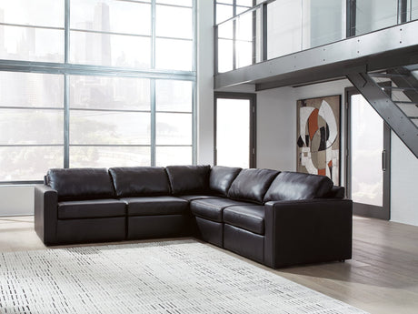 Modmax II Black Leather 5-Piece Sectional