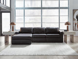 Modmax II Black Leather 3-Piece Sectional Sofa Chaise