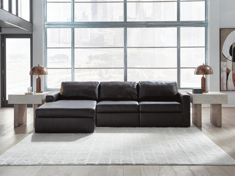 Modmax II Black Leather 3-Piece Sectional Sofa Chaise