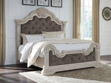 Bruchandi Antique White King Upholstered Panel Bed