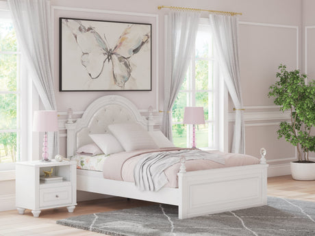 Kozlani White Full Upholstered Panel Bed