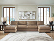 Veronella Sahara Leather 4-Piece Double Chaise Sectional