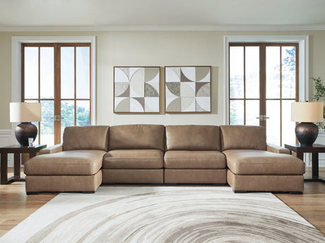 Veronella Sahara Leather 4-Piece Double Chaise Sectional