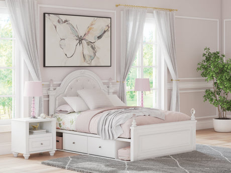 Kozlani White Full Upholstered Panel Storage Bed