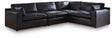 Emilia Black Leather 4-Piece Sectional