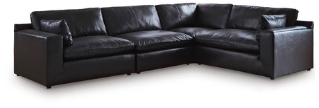 Emilia Black Leather 4-Piece Sectional