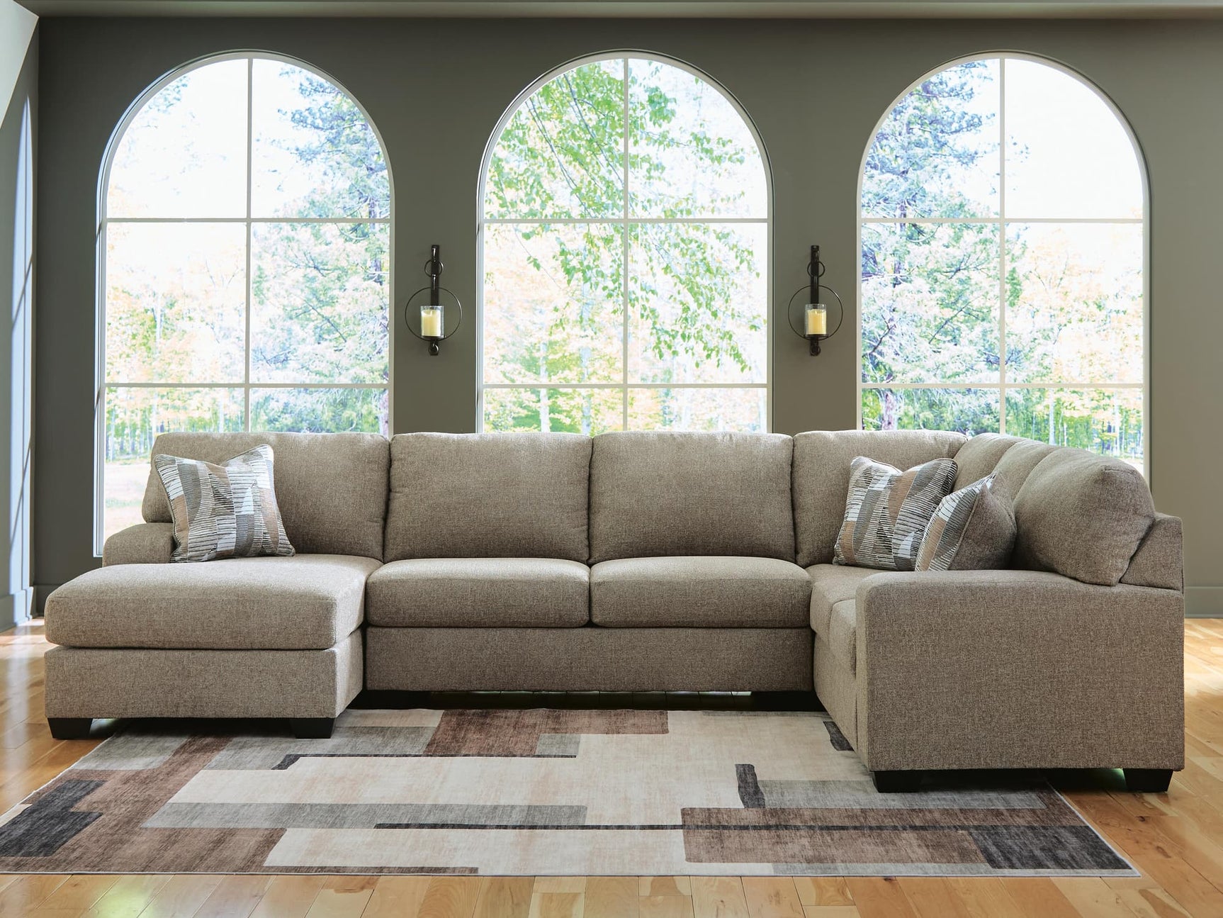 Newellen Hemp Chenille 3-Piece Sleeper Sectional with Chaise