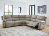 Narwhal Place Pebble Faux Leather 5-Piece Power Reclining Sectional