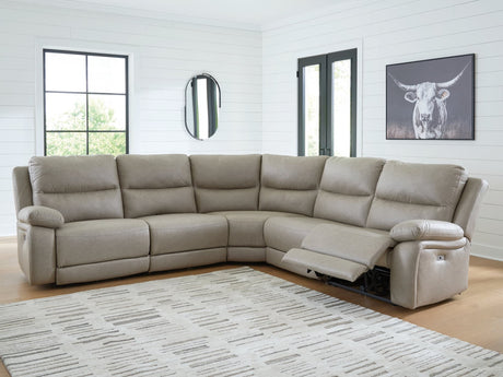 Narwhal Place Pebble Faux Leather 5-Piece Power Reclining Sectional