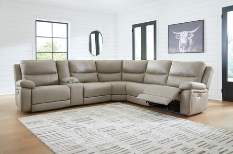 Narwhal Place Pebble Faux Leather 6-Piece Power Reclining Sectional