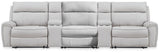 Social Pointe Pearl/Ash Chenille 5-Piece Reclining Sectional with Storage Consoles