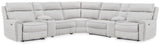 Social Pointe Pearl/Ash Chenille 7-Piece Reclining Sectional with Storage Consoles