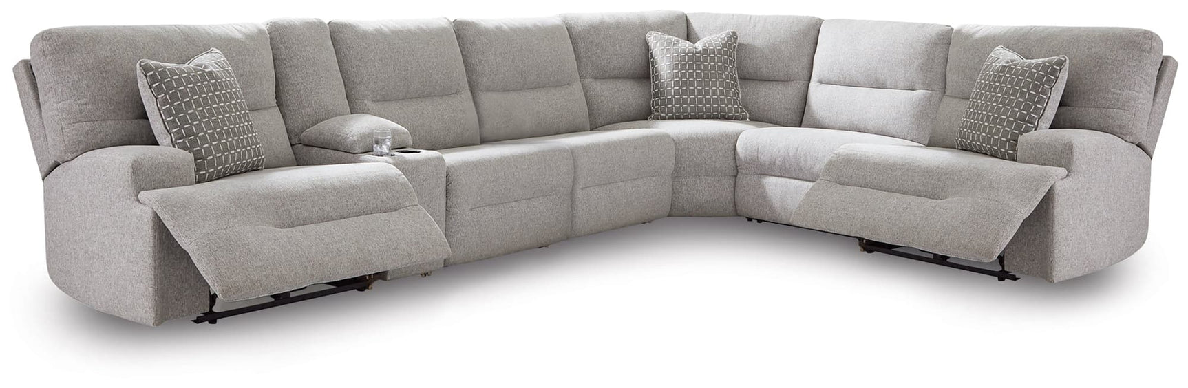 Acklen Place Pewter 7-Piece Power Sectional Reclining Sofa with Storage Console