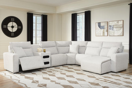 Modmax II Stone 6-Piece Reclining Sectional with Chaise and Audio Console