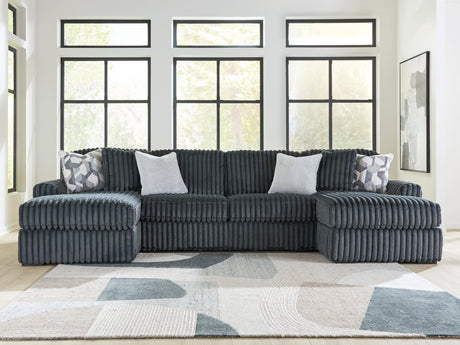 Midnight-Madness Gunmetal 3-Piece Double Chaise Sectional