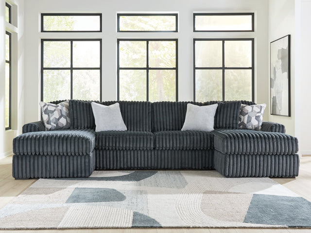 Midnight-Madness Gunmetal 3-Piece Double Chaise Sectional