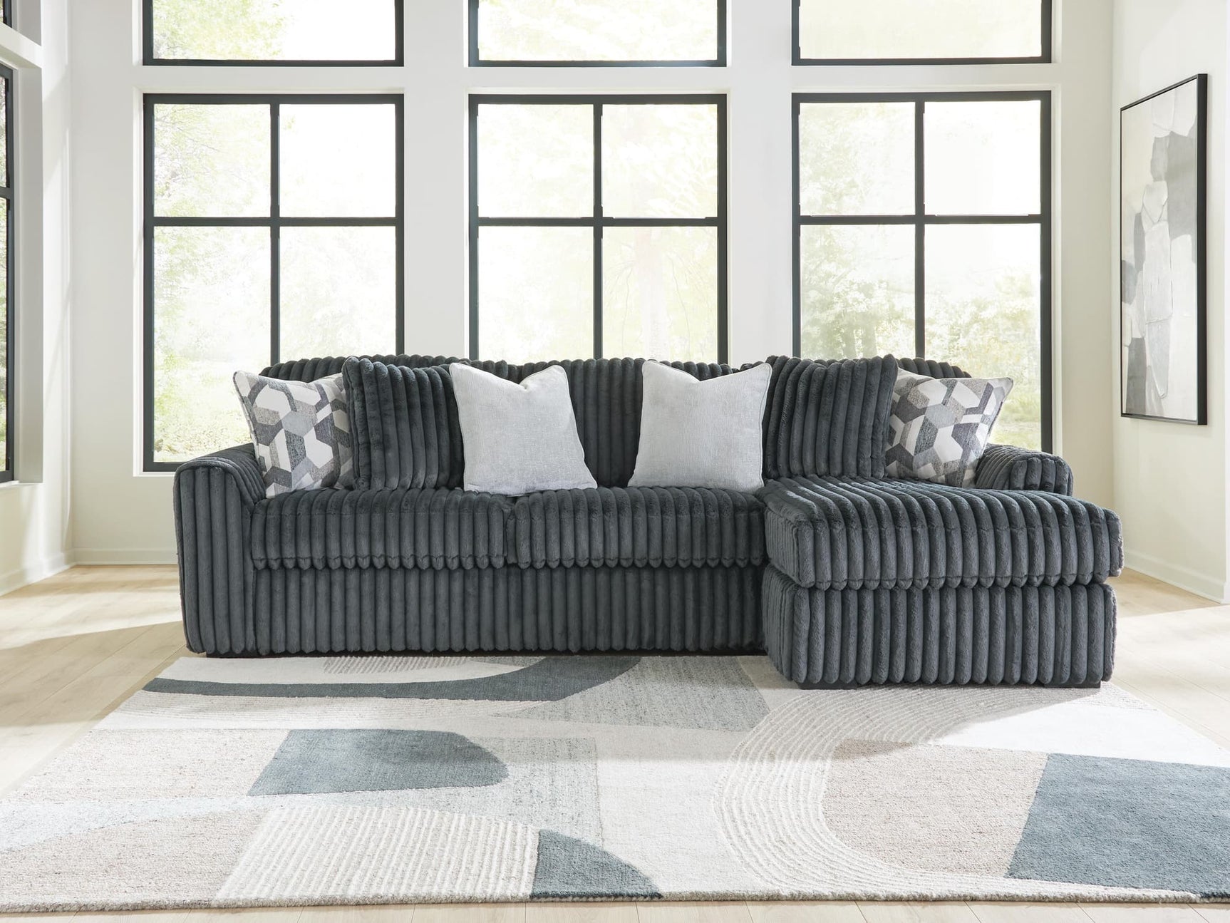 Midnight-Madness Gunmetal 2-Piece Sectional Sofa Chaise