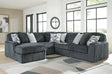 Midnight-Madness Gunmetal 5-Piece Sectional with Chaise